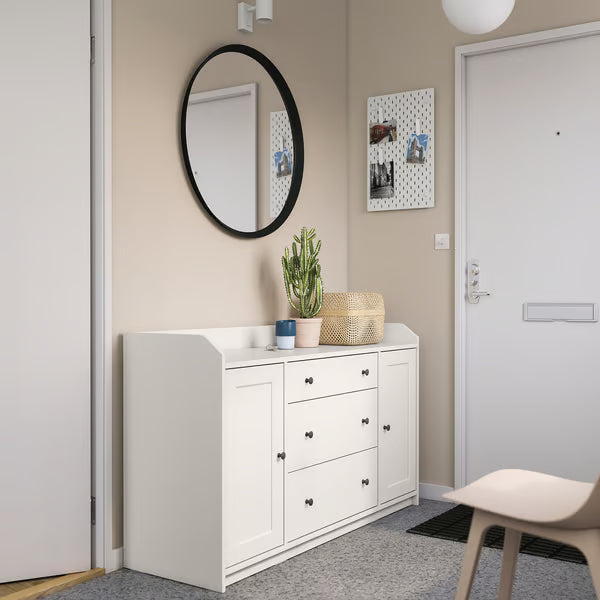Storica White MDF 3-Drawer & 2-Door Cabinet – 140x46x84cm