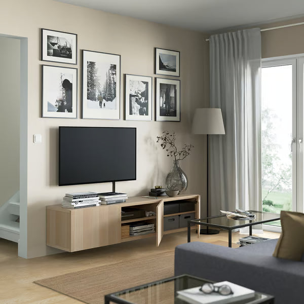 كونسول حائط دلتا للتلفاز مع 3 أبواب، 180 × 42 × 38 سم