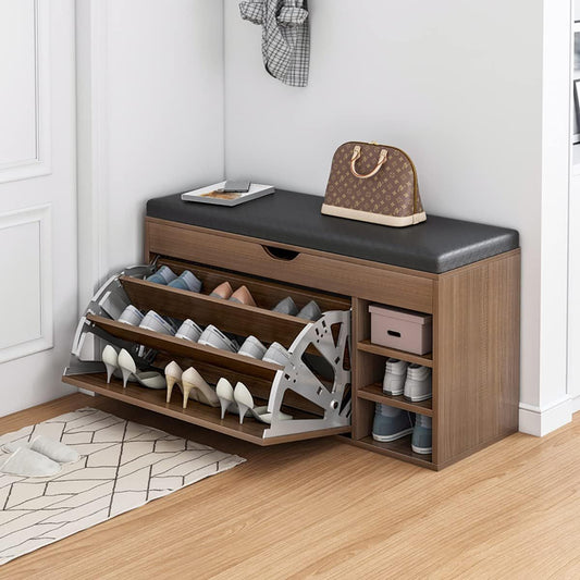 Sitora Shoe Bench Brown with Black Seat – 80cm x 40cm x 60cm