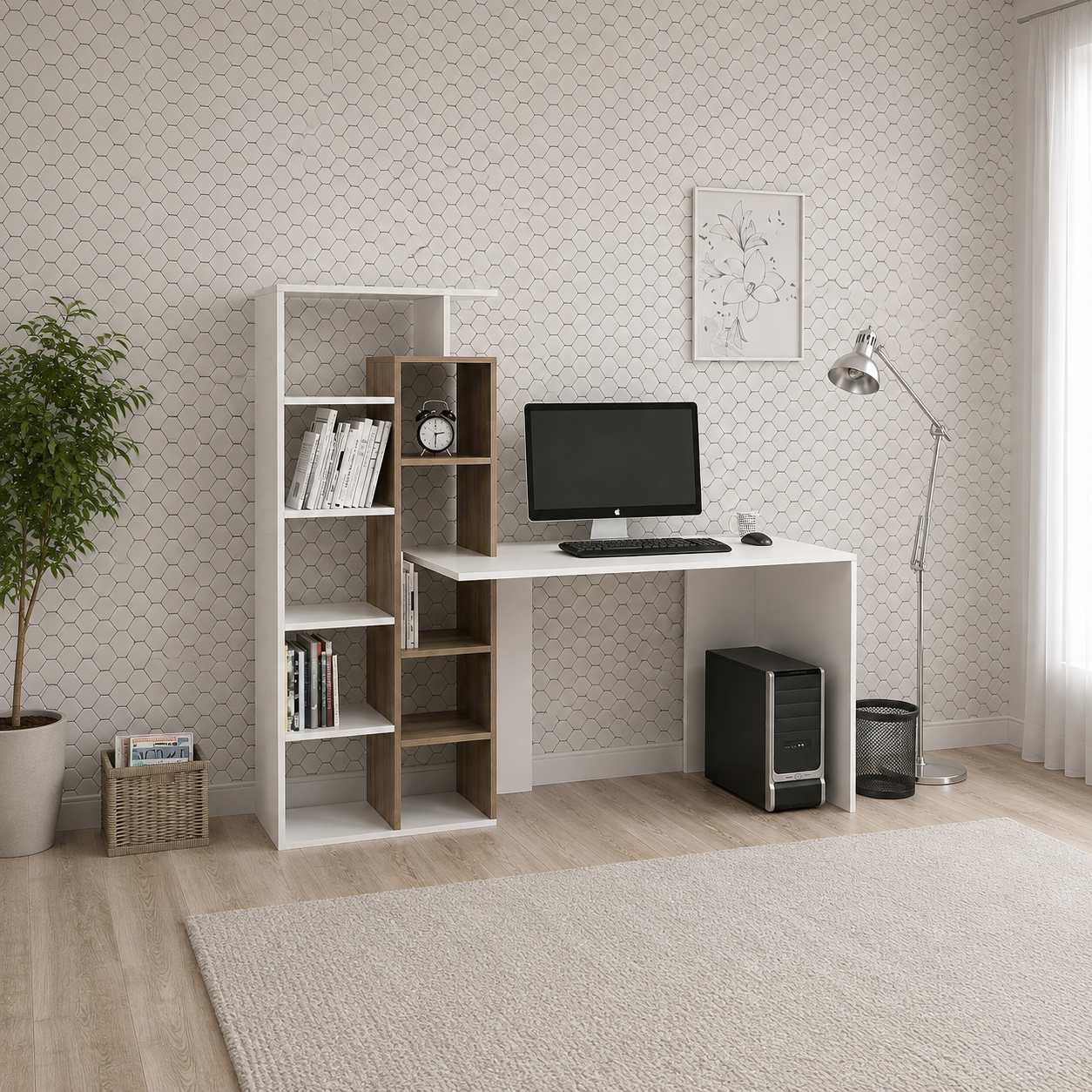 Duet Two-Tone Tower Desk, 160x50x150 cm