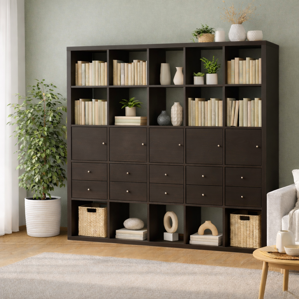 Kseries Shelving unit with 4 Cabinet & 8 drawers, 182x39x182cm