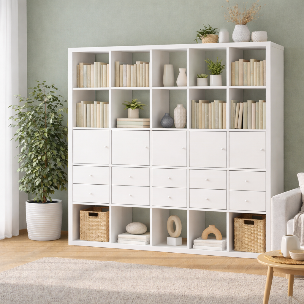 Kseries Shelving unit with 4 Cabinet & 8 drawers, 182x39x182cm