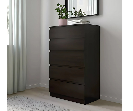 درج وحدة MDF أسود بني - 109 سم × 40 سم × 70 سم.