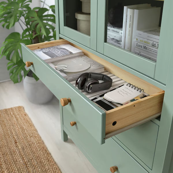 Hymnes Glass-door cabinet with 3 drawers, 90x37x197cm