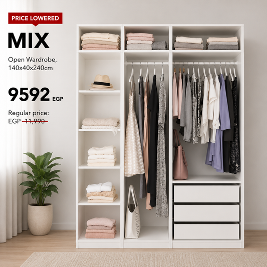 MIX open wardrobe, 140x40x240cm