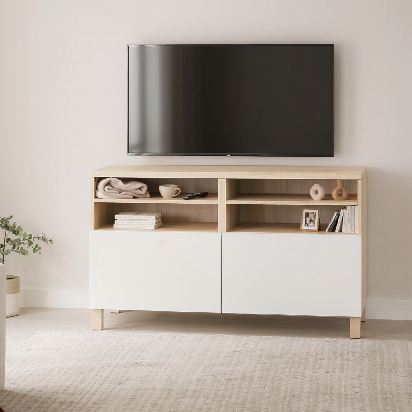 Delta TV media console with 2 Doors/2 Shelves, 120x42x74cm