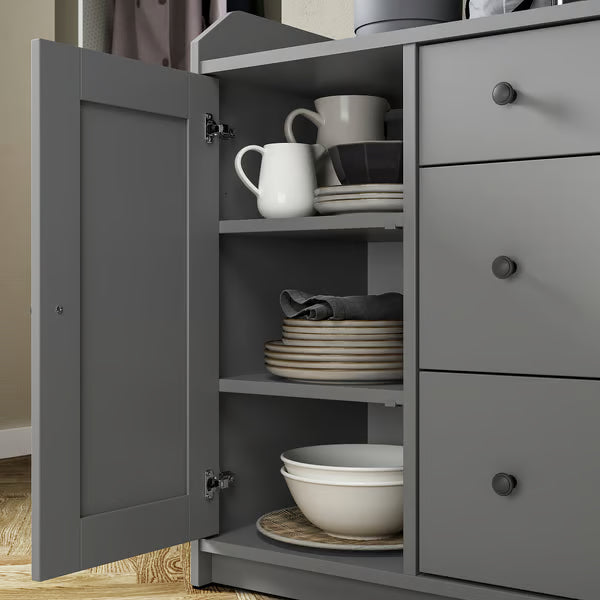 Storica Grey MDF 3-Drawer & 2-Door Cabinet – 140x46x84cm
