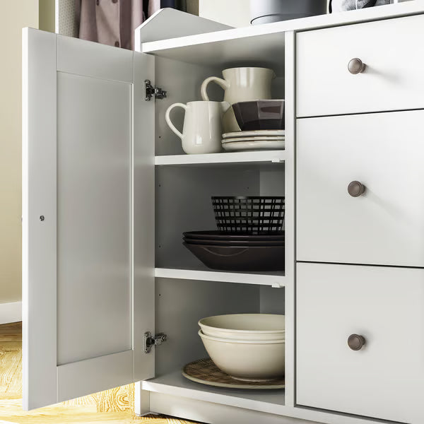 Storica White MDF 3-Drawer & 2-Door Cabinet – 140x46x84cm