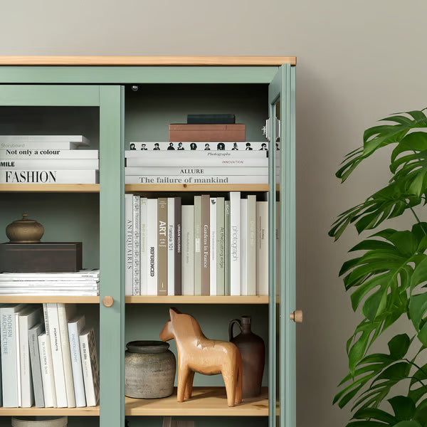 Hymnes Glass-door cabinet with 3 drawers, 90x37x197cm