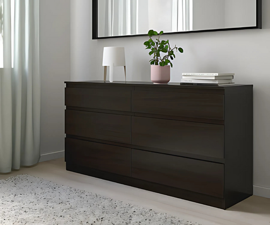 درج وحدة MDF أسود بني - 140 سم × 40 سم × 70 سم.