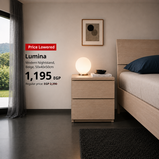 Lumina Modern Nightstand, 50x40x50cm