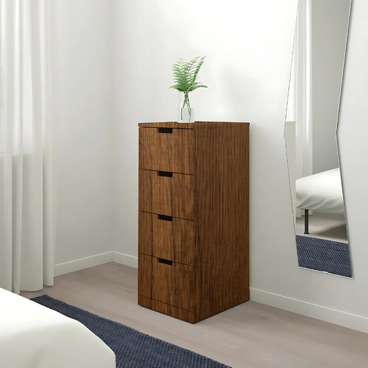 Brown Chest of 4 Drawer - 97cm × 42cm × 40cm.