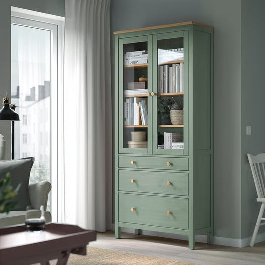 Hymnes Glass-door cabinet with 3 drawers, 90x37x197cm