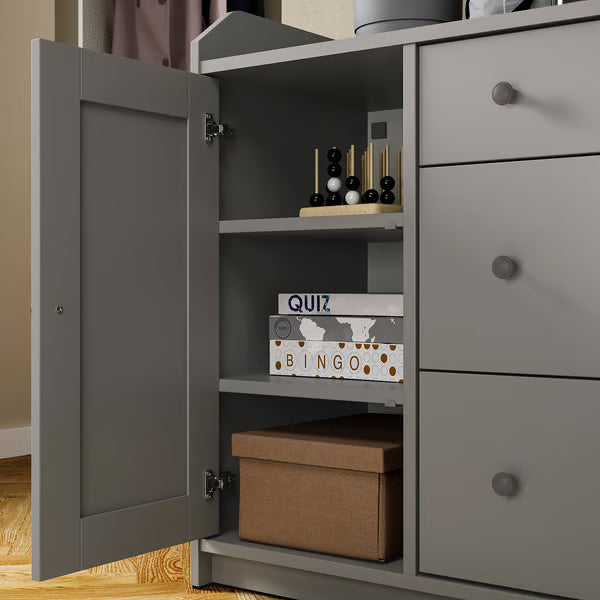 Storica Grey MDF 3-Drawer & 2-Door Cabinet – 140x46x84cm