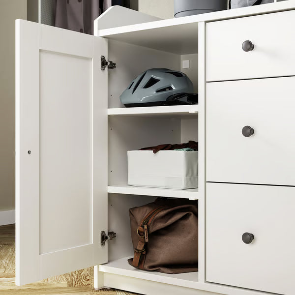 Storica White MDF 3-Drawer & 2-Door Cabinet – 140x46x84cm
