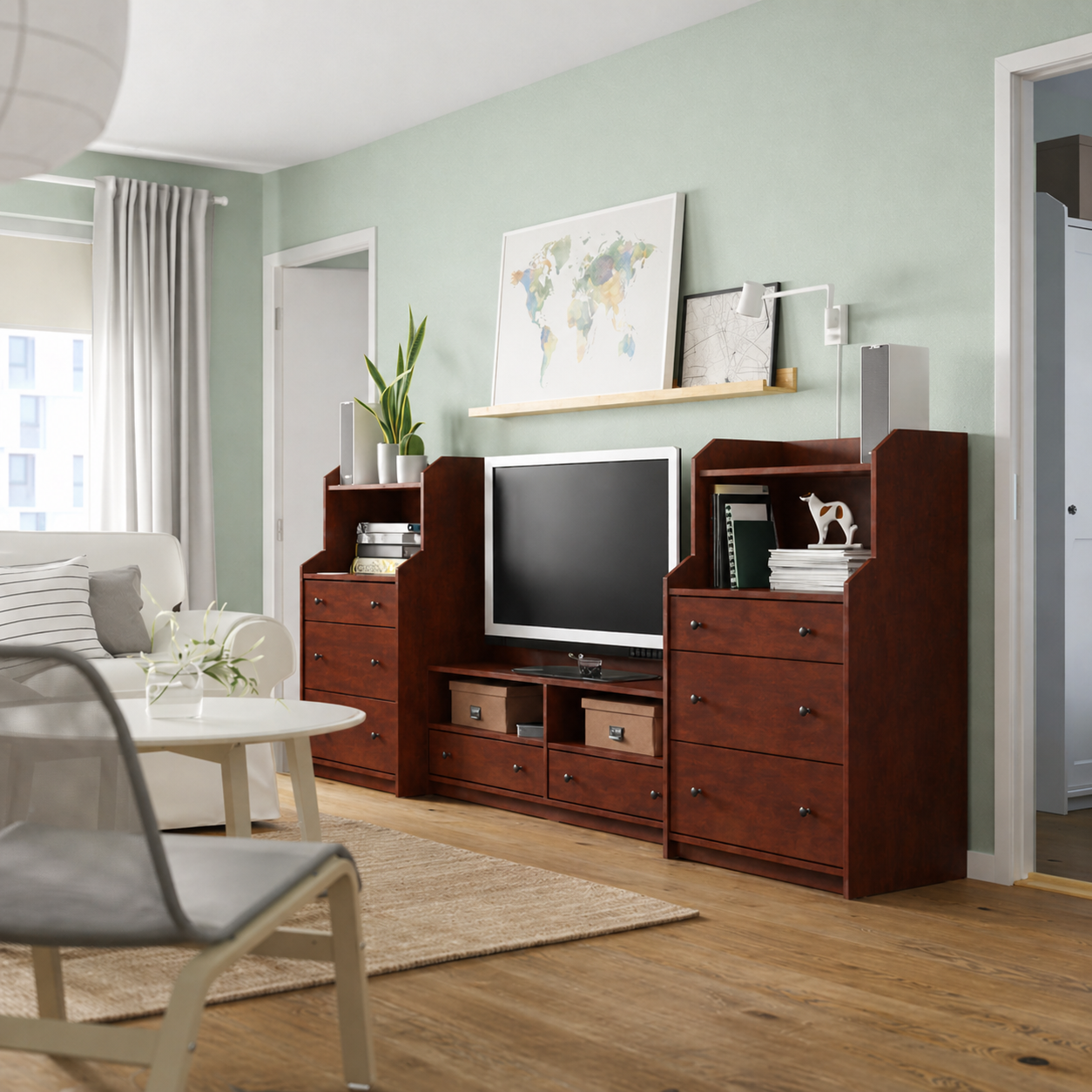 HAUGA  Brown-Cherry TV set   - 277x46x116cm.