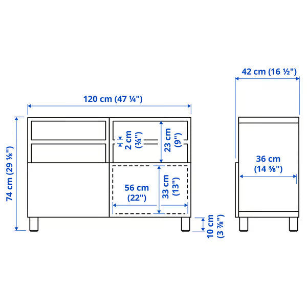 Delta TV media console with 2 Doors/2 Shelves, 120x42x74cm