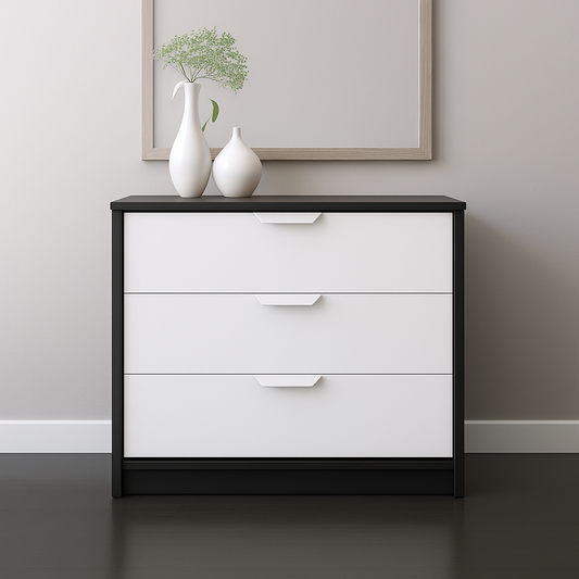 MDF Black & White Unit Drawer - 68cm × 40cm × 70cm.