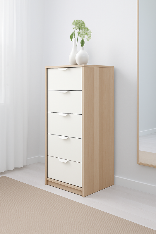 MDF Oak & White Unit drawer - 40cm × 43cm × 104cm.