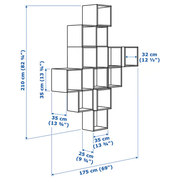 Emmett Wall-mounted cabinet combination, 175x35x210cm