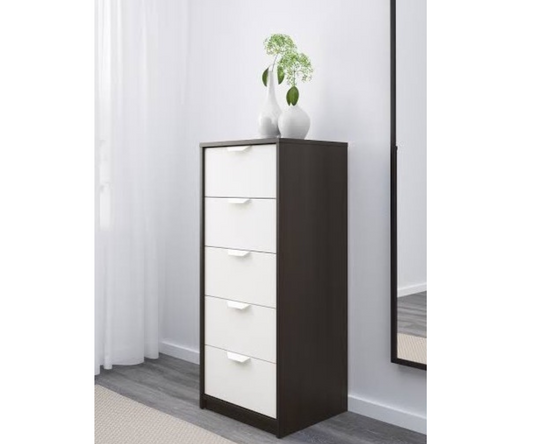 درج وحدة MDF أبيض وأسود - 104 سم × 43 سم × 40 سم.