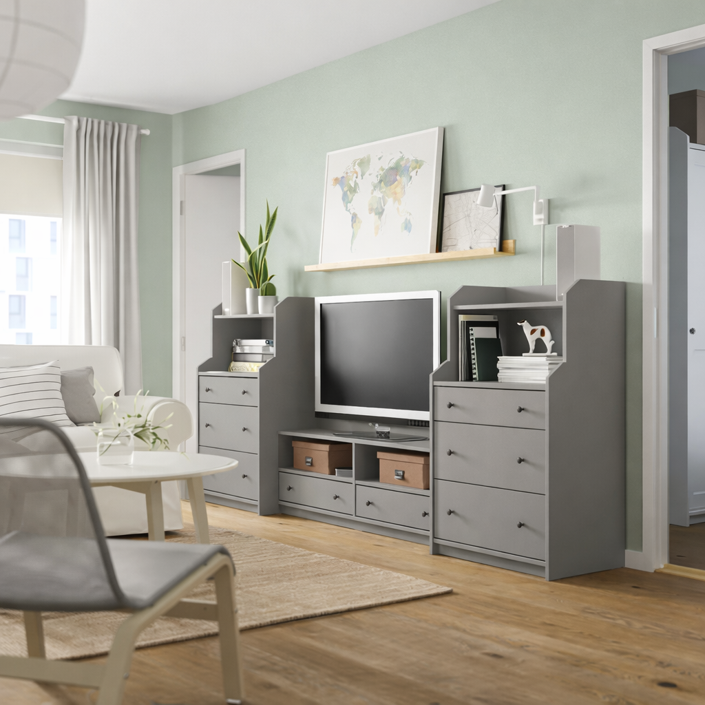 HAUGA  Grey  TV set   - 277x46x116cm.