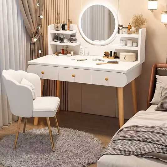 Aurora Vanity Table with Mirror & 3 Drawers – 120x40x130cm