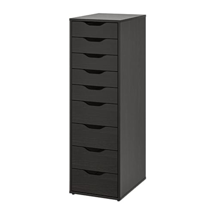 درج وحدة MDF أسود بني - 116 سم × 40 سم × 37 سم.