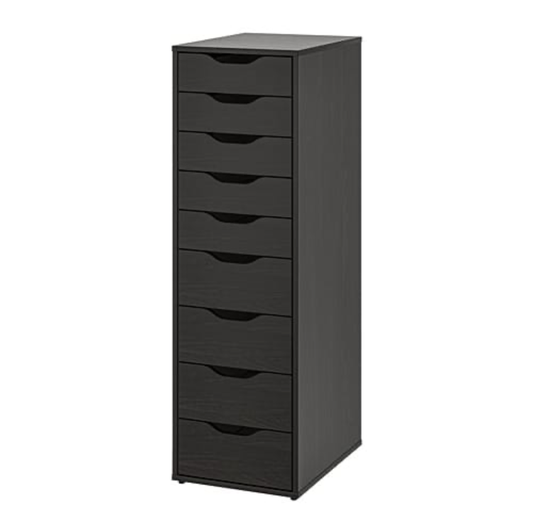 درج وحدة MDF أسود بني - 116 سم × 40 سم × 37 سم.