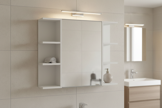 وحدة رفوف حمام ليلي مع مرآة – 80×20×60 سم