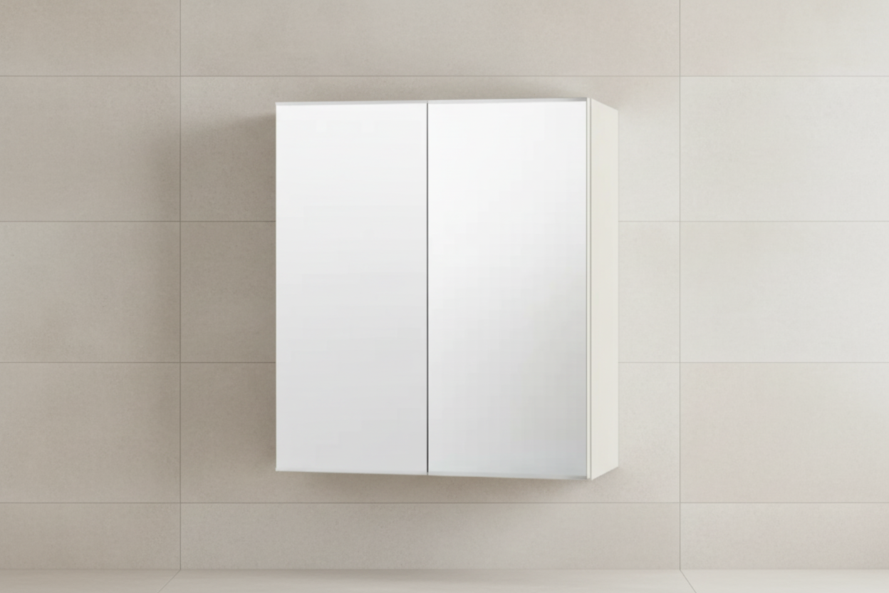 Lili Bathroom Shelve Unit with Mirror – 60×20×60cm
