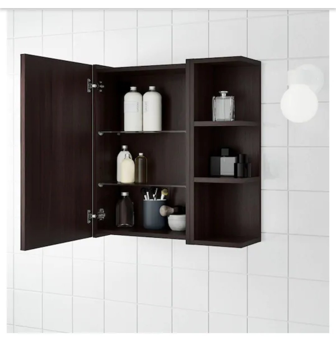 Lili bathroom shelve unit with mirror + side shelve 60×20×60cm