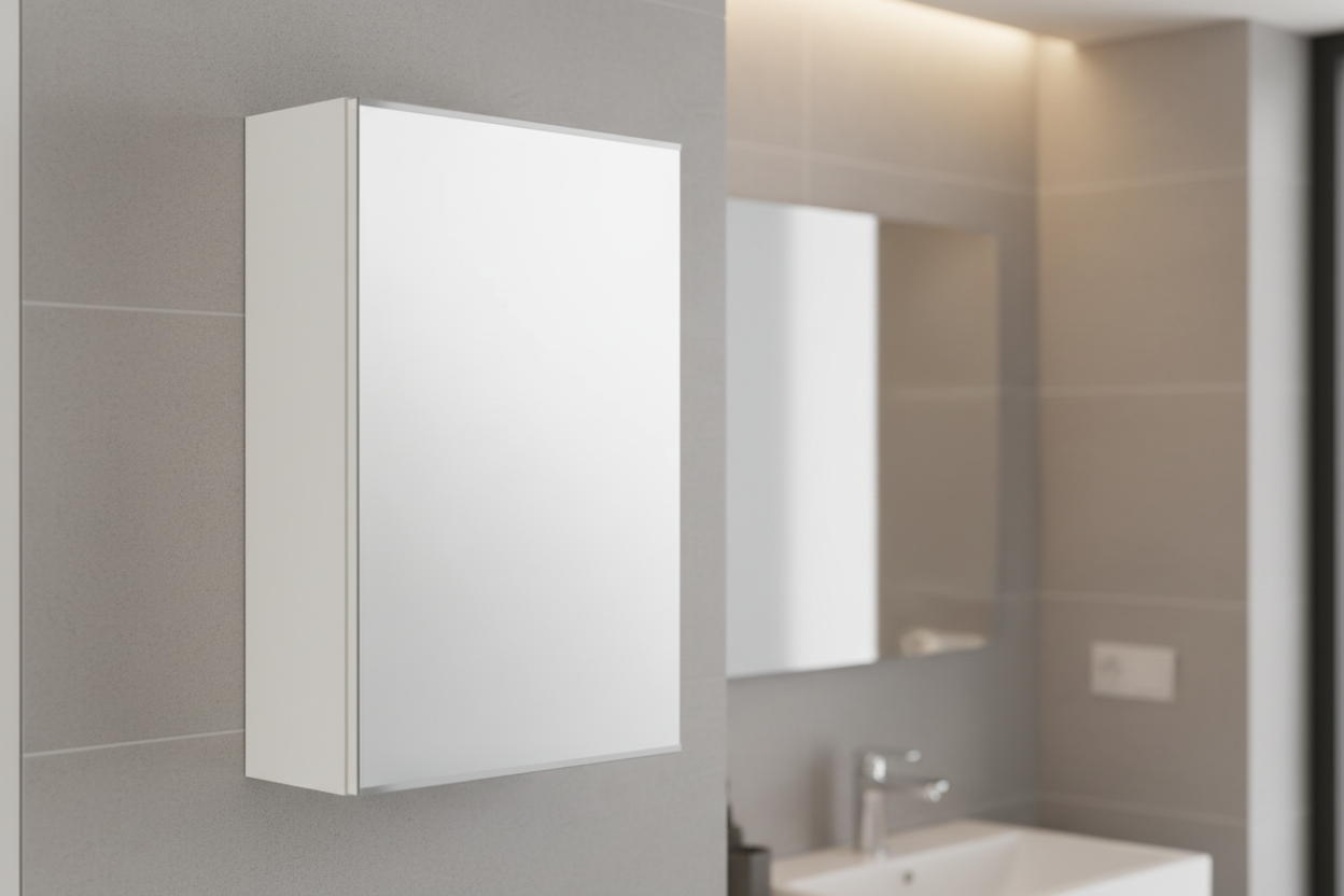 Lili Bathroom Shelve Unit with Mirror – 40×20×60cm