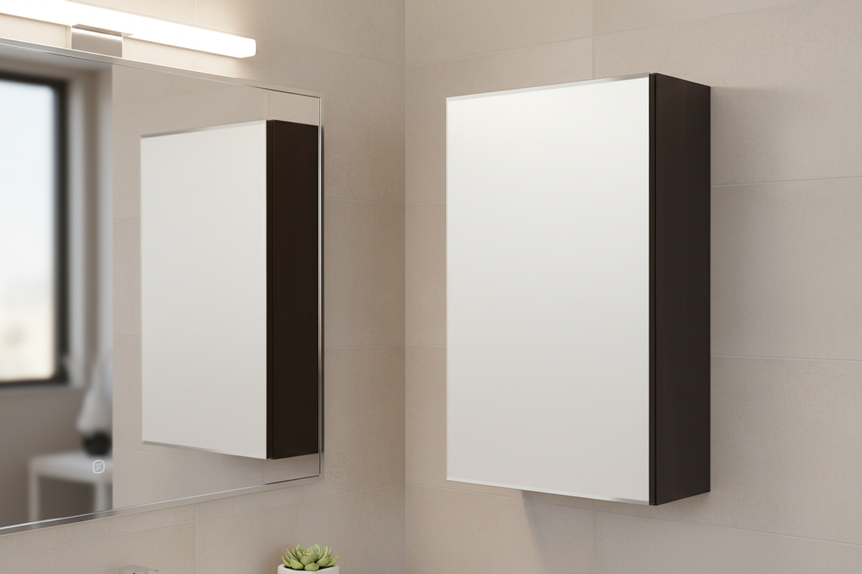 Lili Bathroom Shelve Unit with Mirror – 40×20×60cm