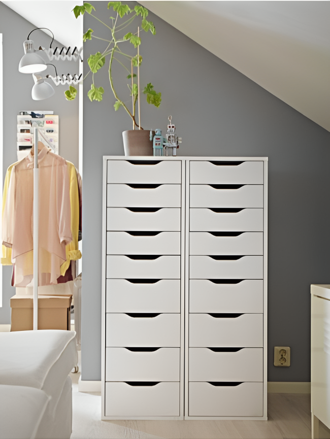 درج وحدة MDF أبيض - 116 سم × 40 سم × 37 سم.