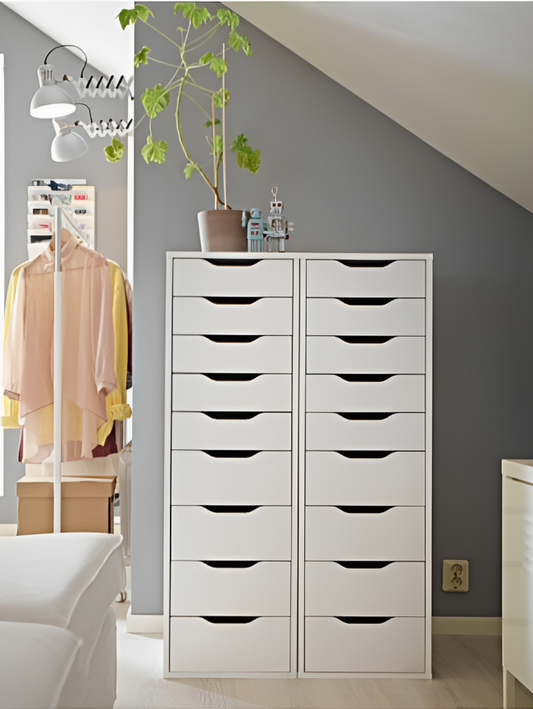 درج وحدة MDF أبيض - 116 سم × 40 سم × 37 سم.