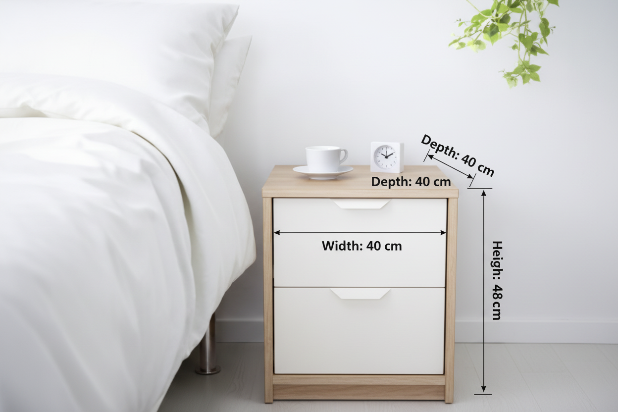MDF Oak & White Commode  - 40x40x48cm.