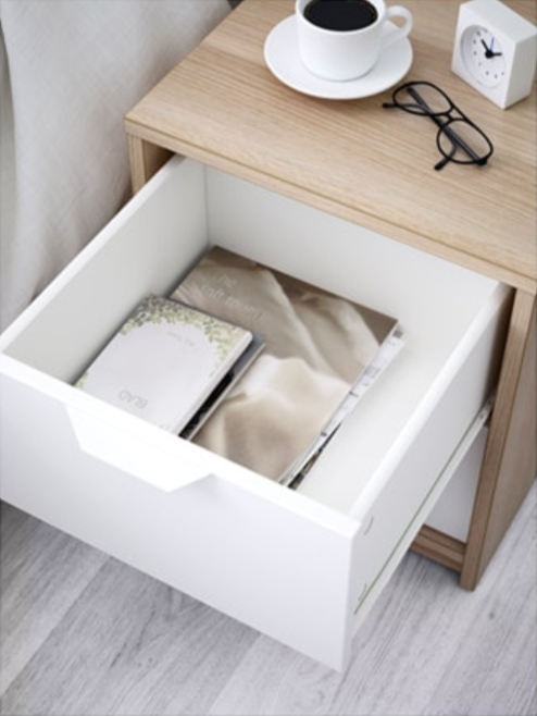 MDF Oak & White Commode  - 40cm × 40cm × 48cm.