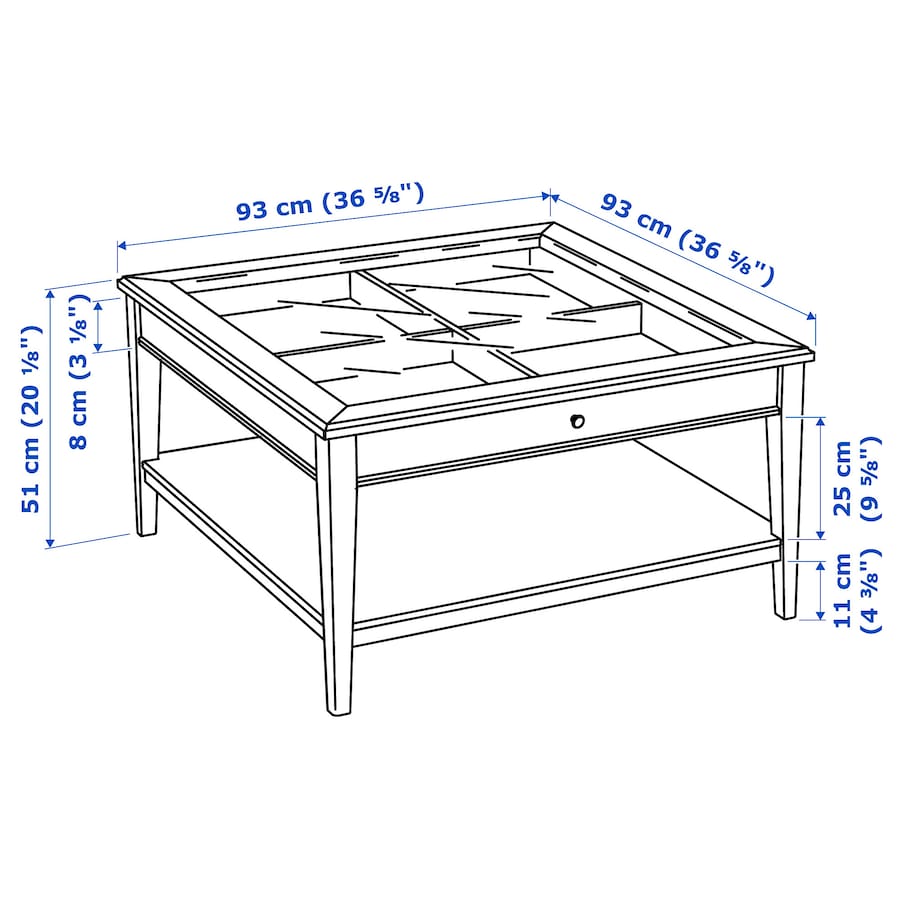 Viatorp Glass-Top Coffee Table, 93x93x51cm