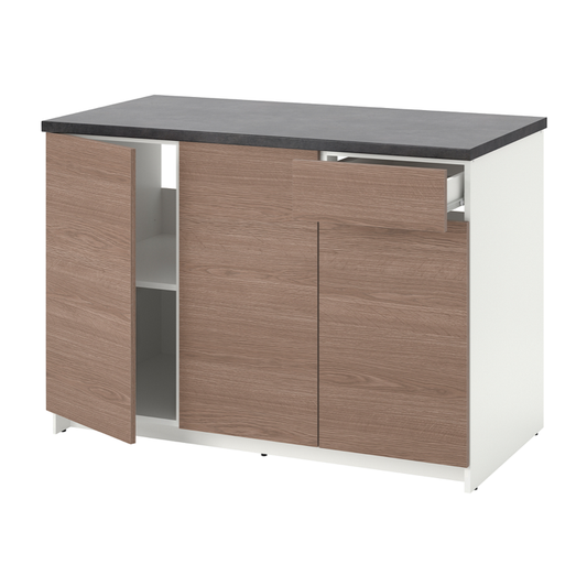 Kitchen Base Cabinet with 3 Doors & Drawer – Brown, 120 x 60 x 90 cm