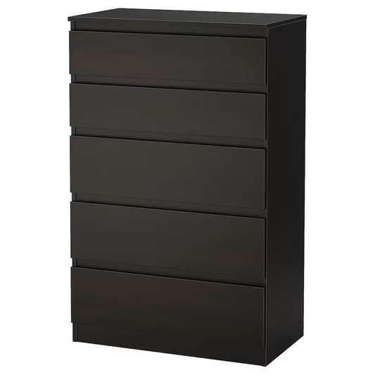 درج وحدة MDF أسود بني - 109 سم × 40 سم × 70 سم.