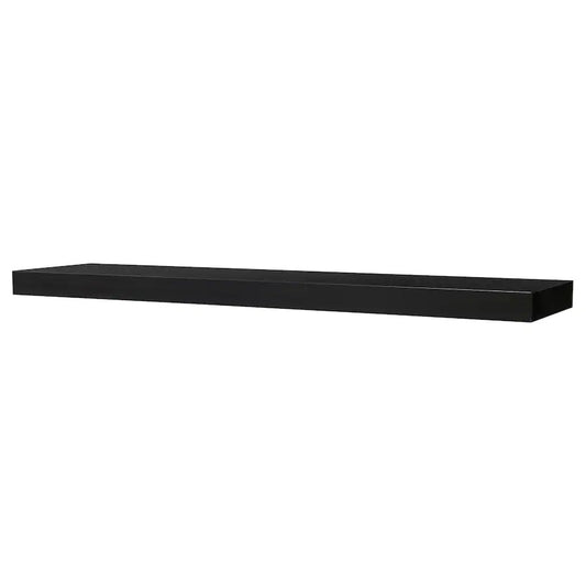 MDF Black Brown Wood Wall Shelf  - 110cm × 5cm × 24cm .