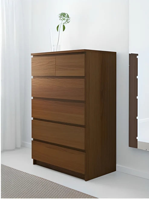 Counter Brown Cherry 6 Drawer Unit - 78×45×123cm