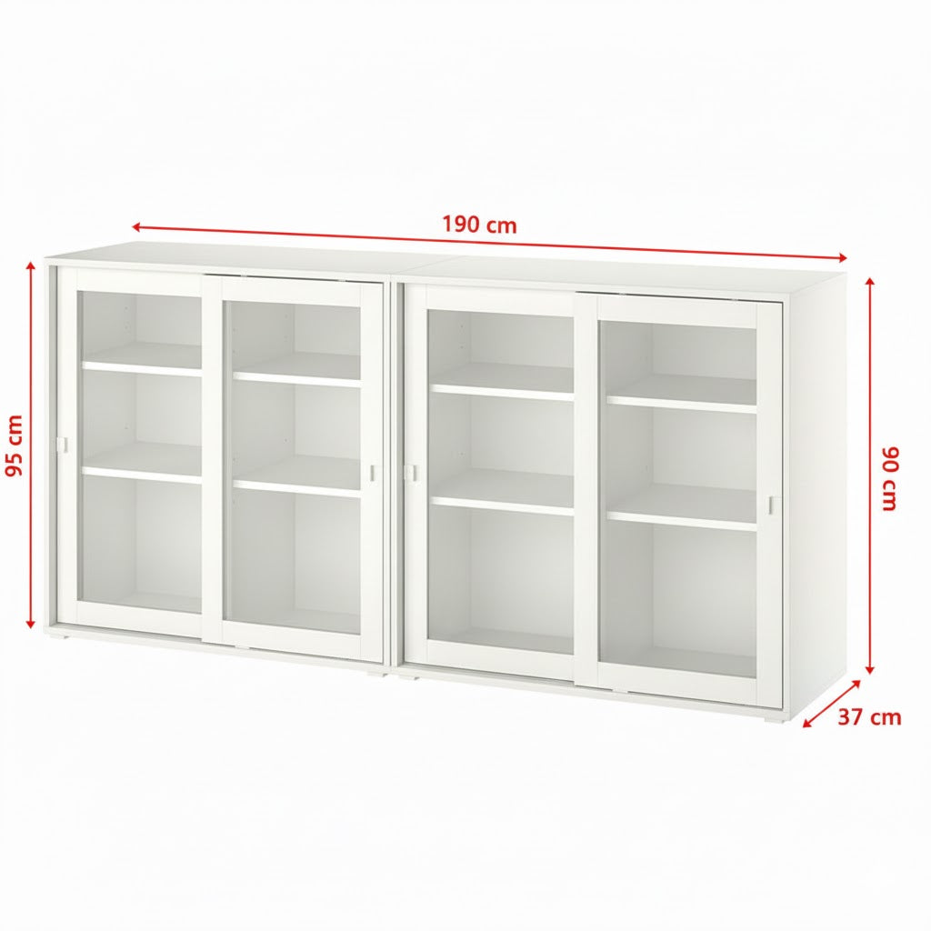 Vihaltra Double glass cabinet - 190x37x90cm.