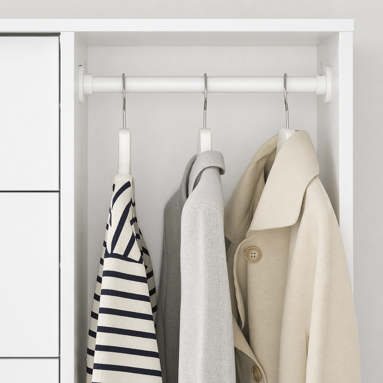 Normela Hybrid Storage Station | 5-Drawer Chest & Integrated Hanging Rail, 120x50x120cm