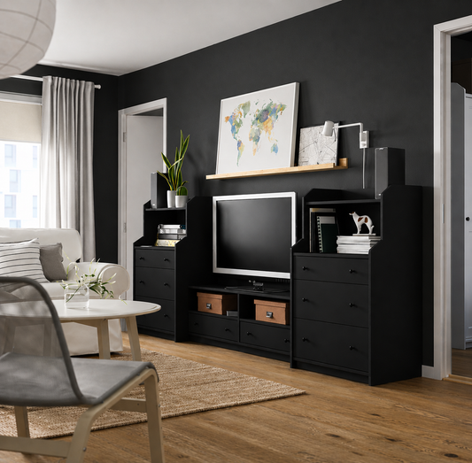 HAUGA  Black TV set   - 277x46x116cm.