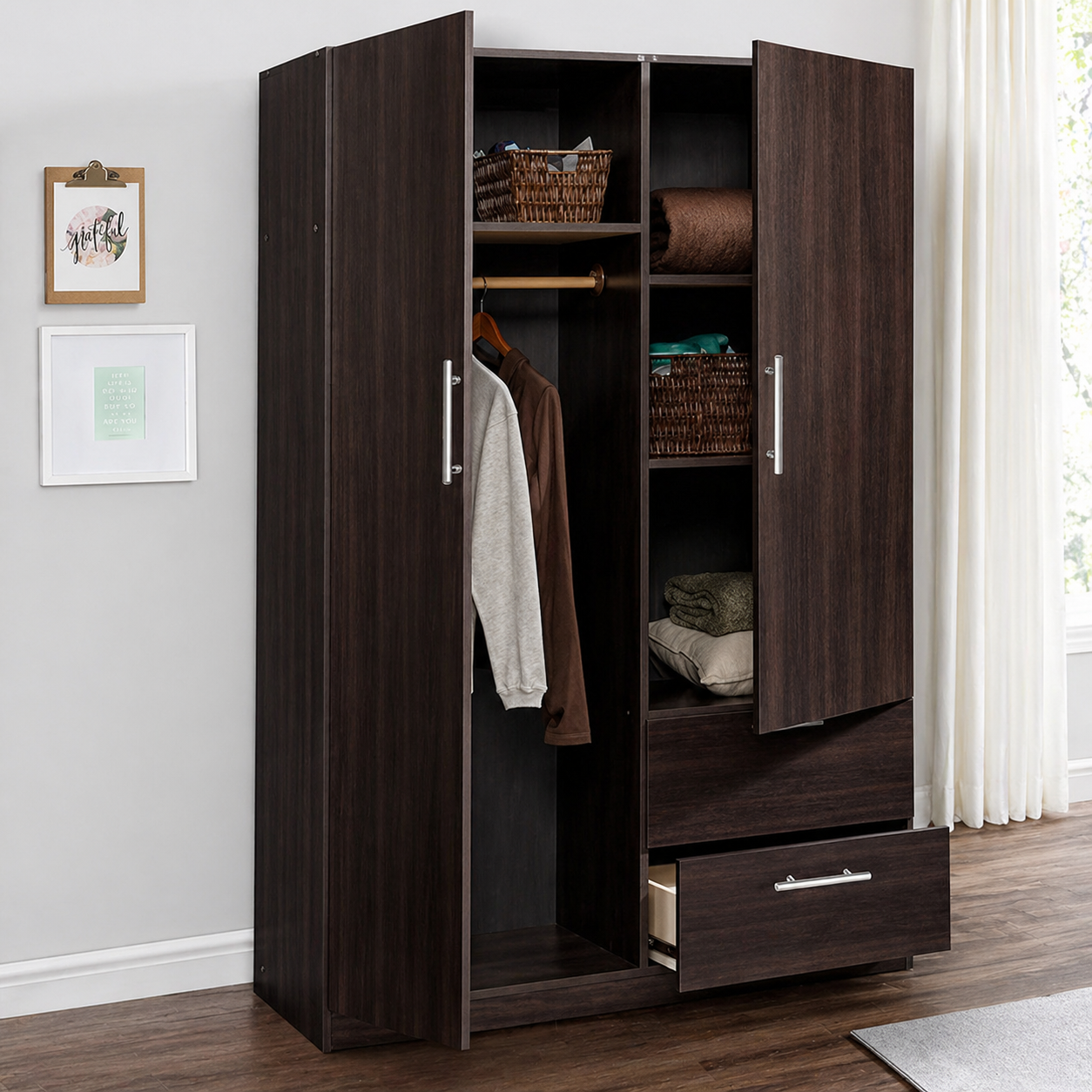 Manora Wardrobe with doors/drawers, 100x50x200cm
