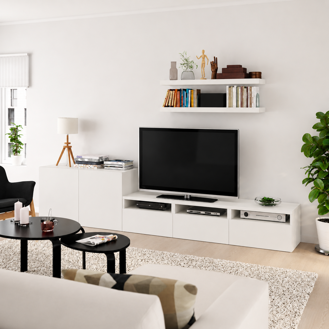 Delta TV + Luck shelves combination, 300x42x195 cm