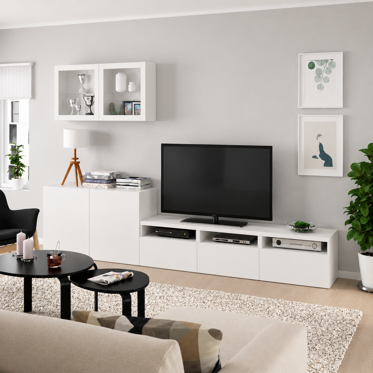 Delta TV + Luck shelves combination, 300x42x195 cm