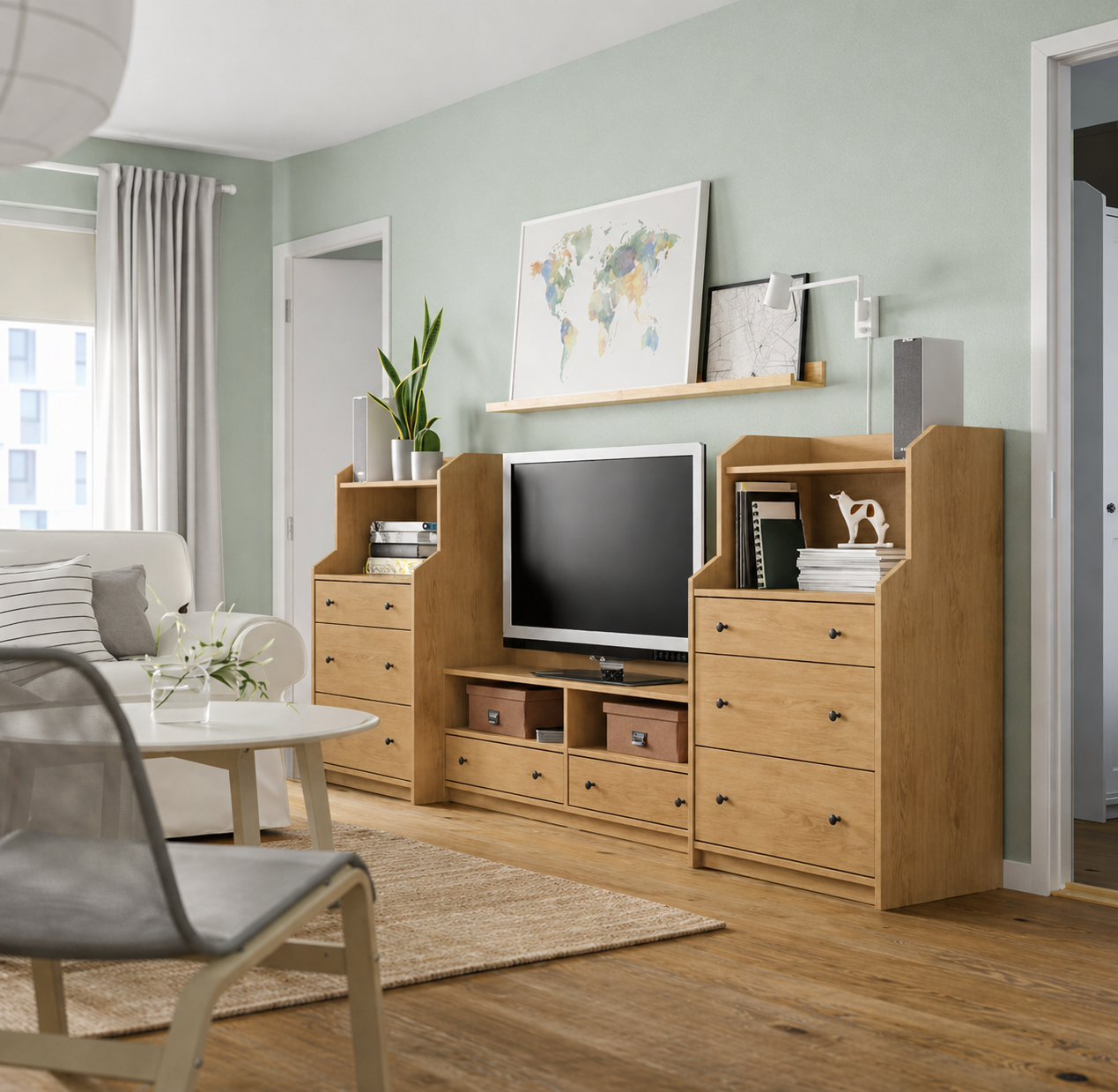 HAUGA Oak TV set   - 277x46x116cm.